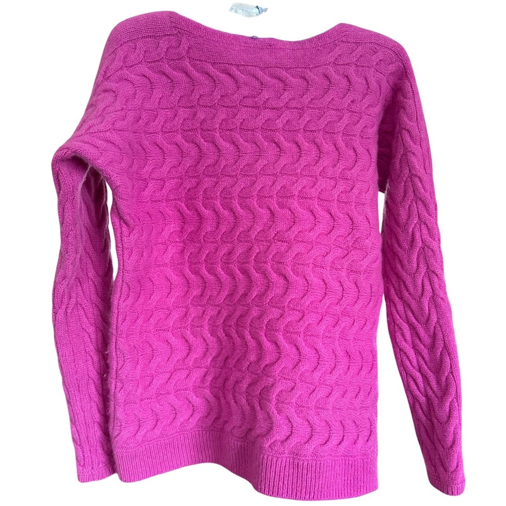 Talbots Petite Pink Cashmere Blend Horizontal Cable Knit Sweater MP Quiet Luxury